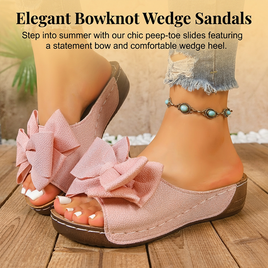 Elegante Damen-Sandalen mit Schleife und Keilabsatz