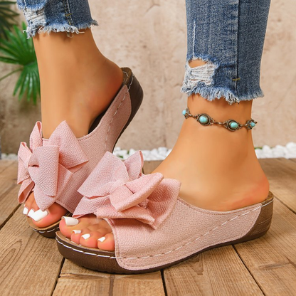 Elegante Damen-Sandalen mit Schleife und Keilabsatz